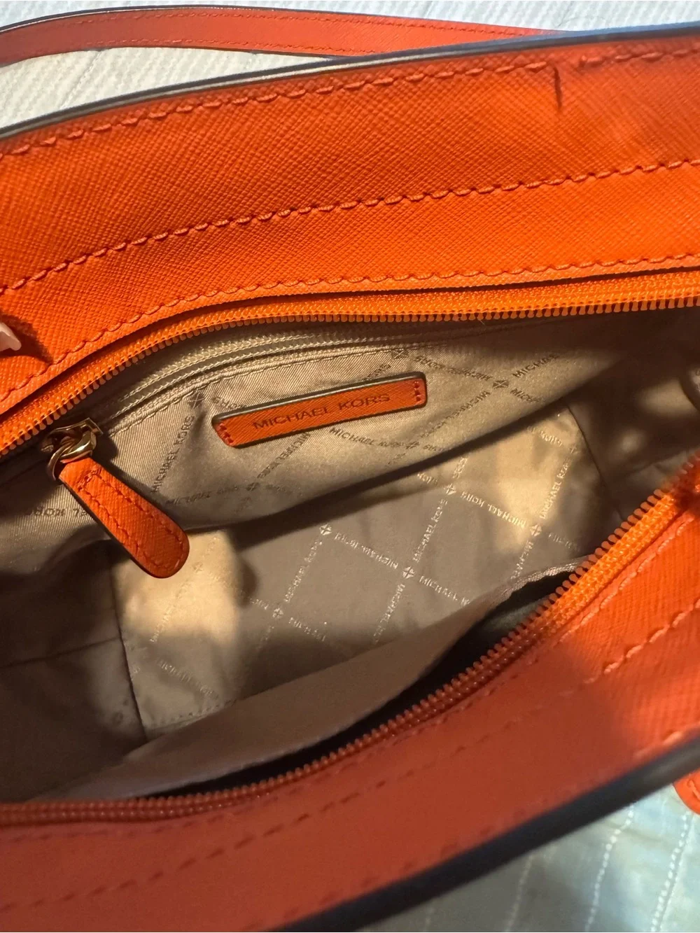 Michael Kors Bright Orange Saffiano Leather Satchel